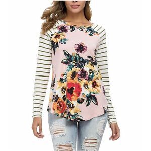 NWT Womens Lainab Floral Ranglan Long Sleeve Top - Sz M